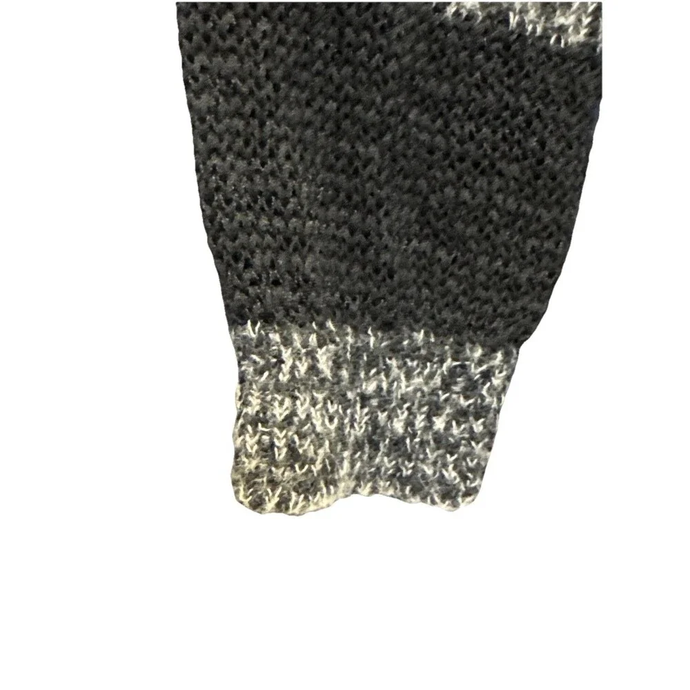 Alice + Olivia Women's M Gray Black Colorblock Linen Blend Open Knit Sweater